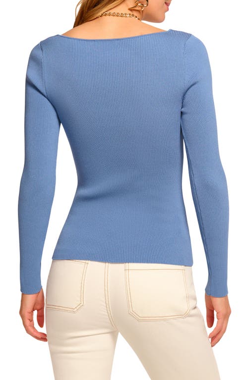 Ramy Brook Lylia Long Sleeve Ribbed Knit Top In Blue
