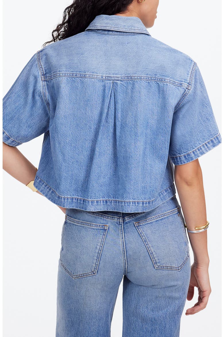 Boxy Crop Button-Up Shirt in Hallstead Wash, Alternate, color, HALLSTEAD WASH