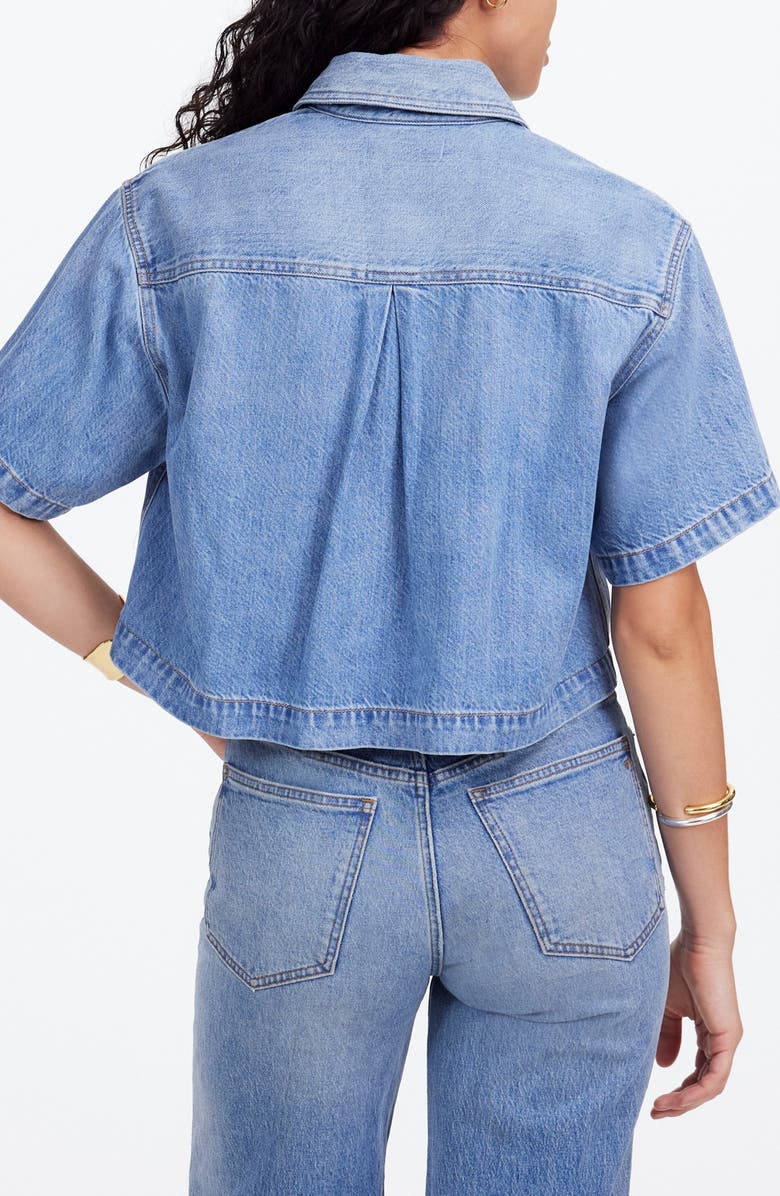 Madewell Boxy Crop Button-Up Shirt in Hallstead Wash, Alternate, color, Hallstead Wash