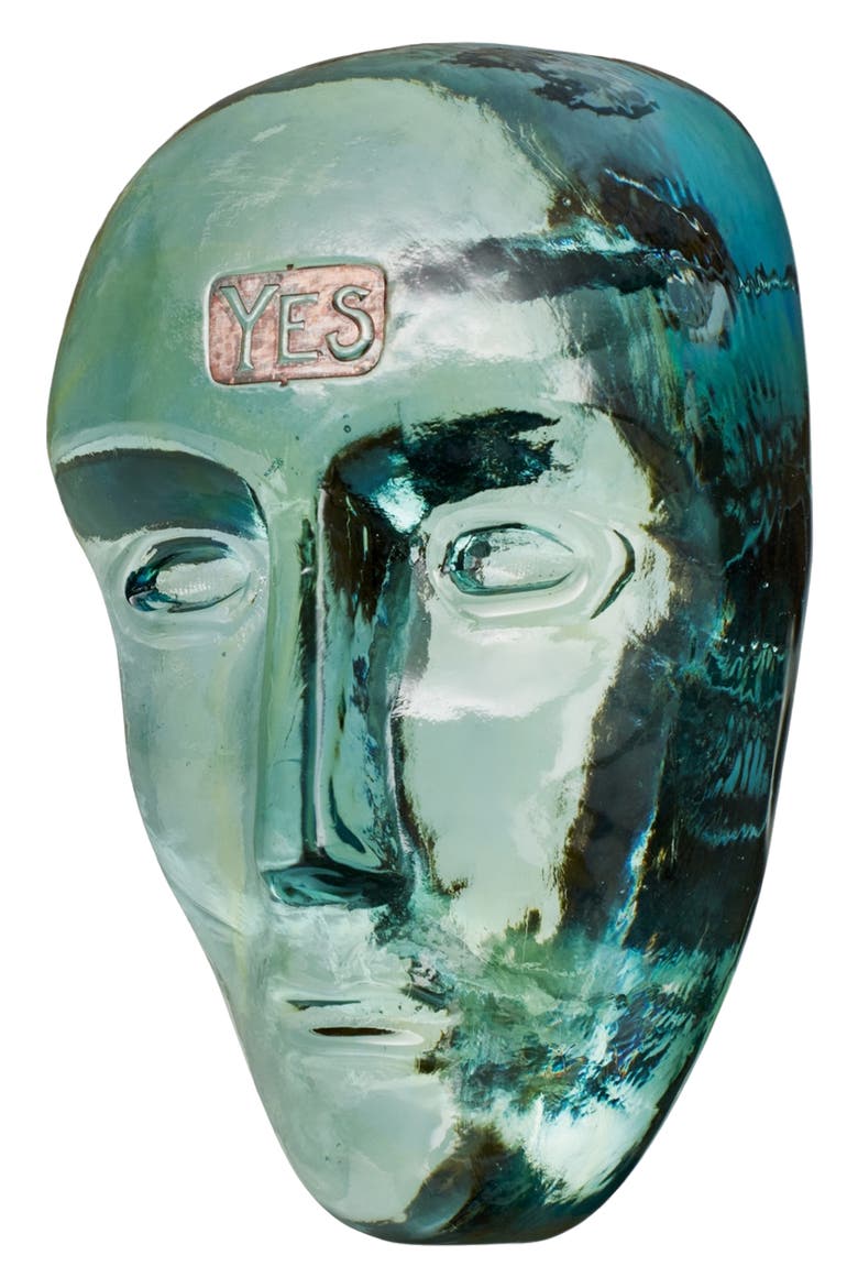 Companion Yes Glass Mask Sculpture, Alternate, color, GREEN