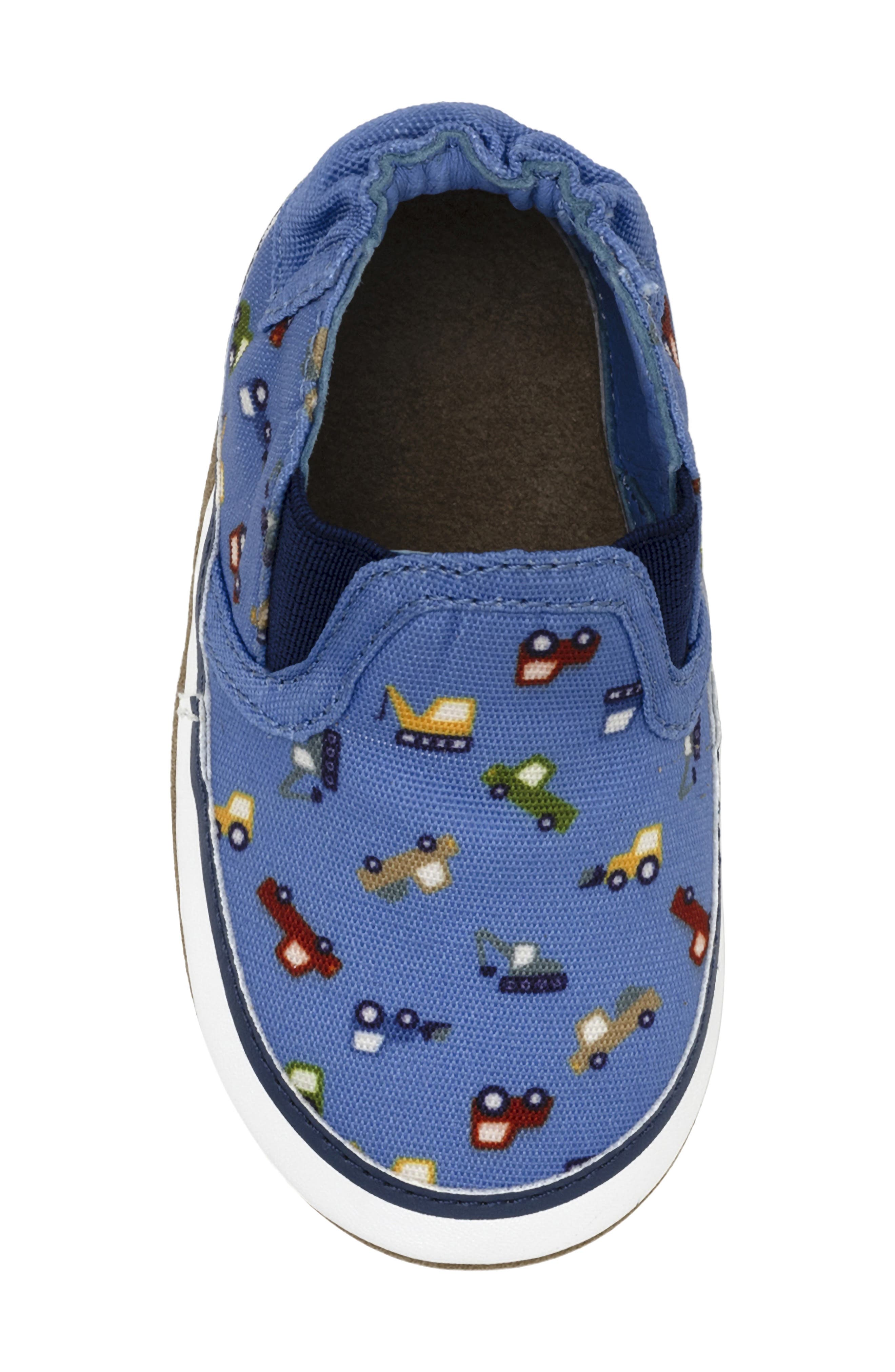 Robeez<sup>®</sup> I Love Trucks Slip-On Crib Shoe, Alternate, color, Medium Blue