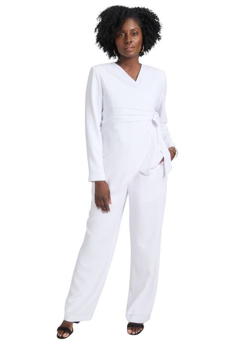 2-Piece Faux Wrap Pantsuit (Plus)