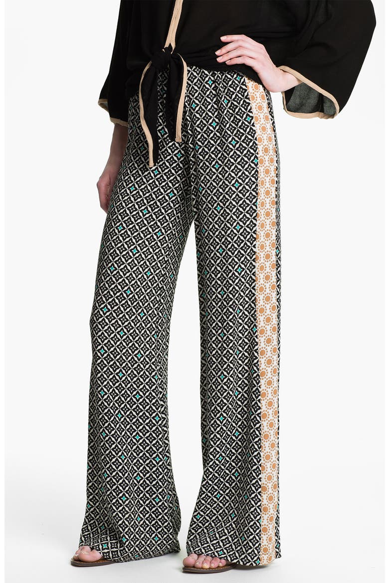 'Sun Tile' Mix Print Palazzo Pants, Main, color, BLACK