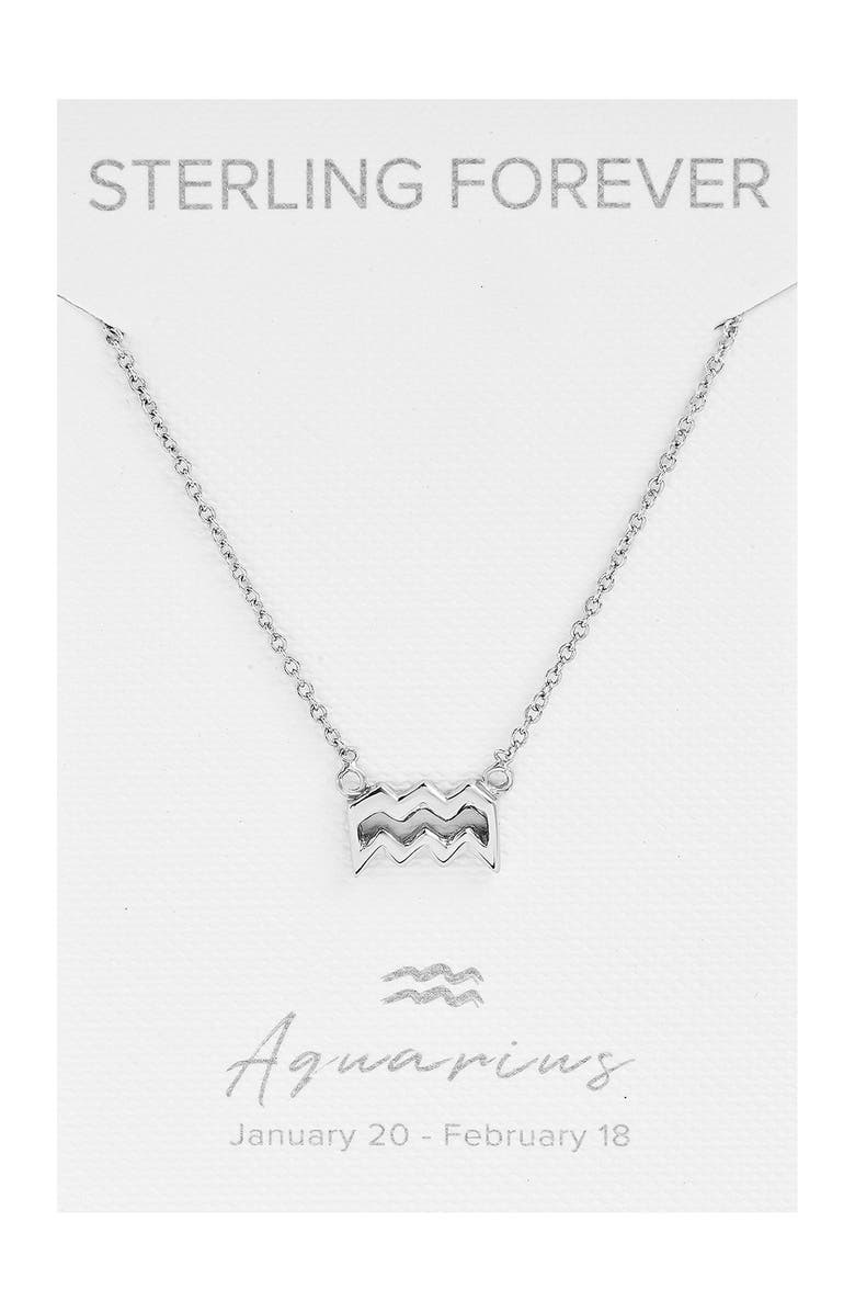 Sterling Forever Rhodium Plated Zodiac Pendant Necklace, Main, color,