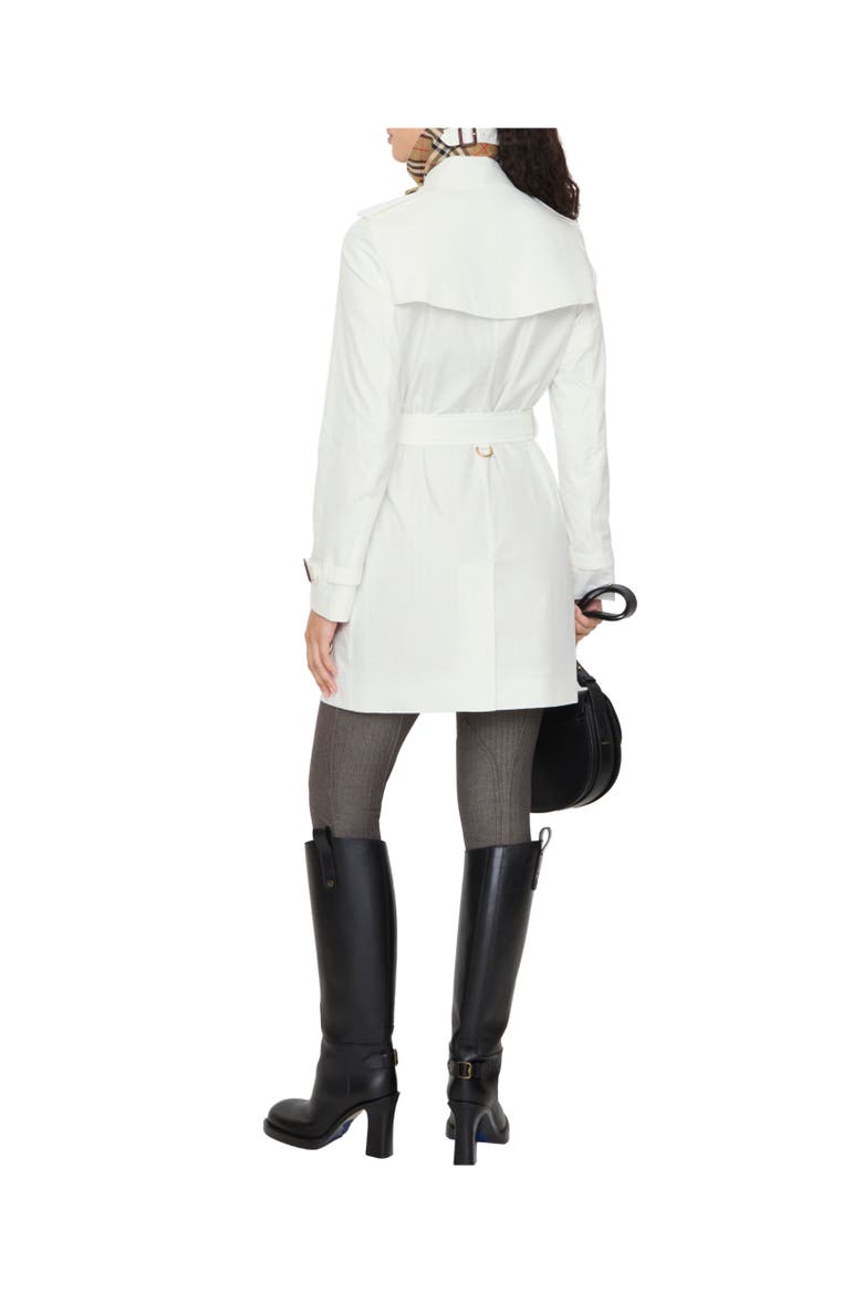 Short Tropical Gabardine Kensington Trench Coat, Alternate, color, Cotton white