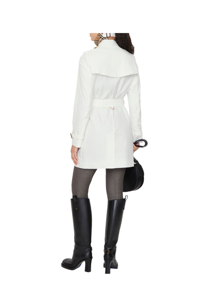 Burberry Short Tropical Gabardine Kensington Trench Coat, Alternate, color, Cotton White