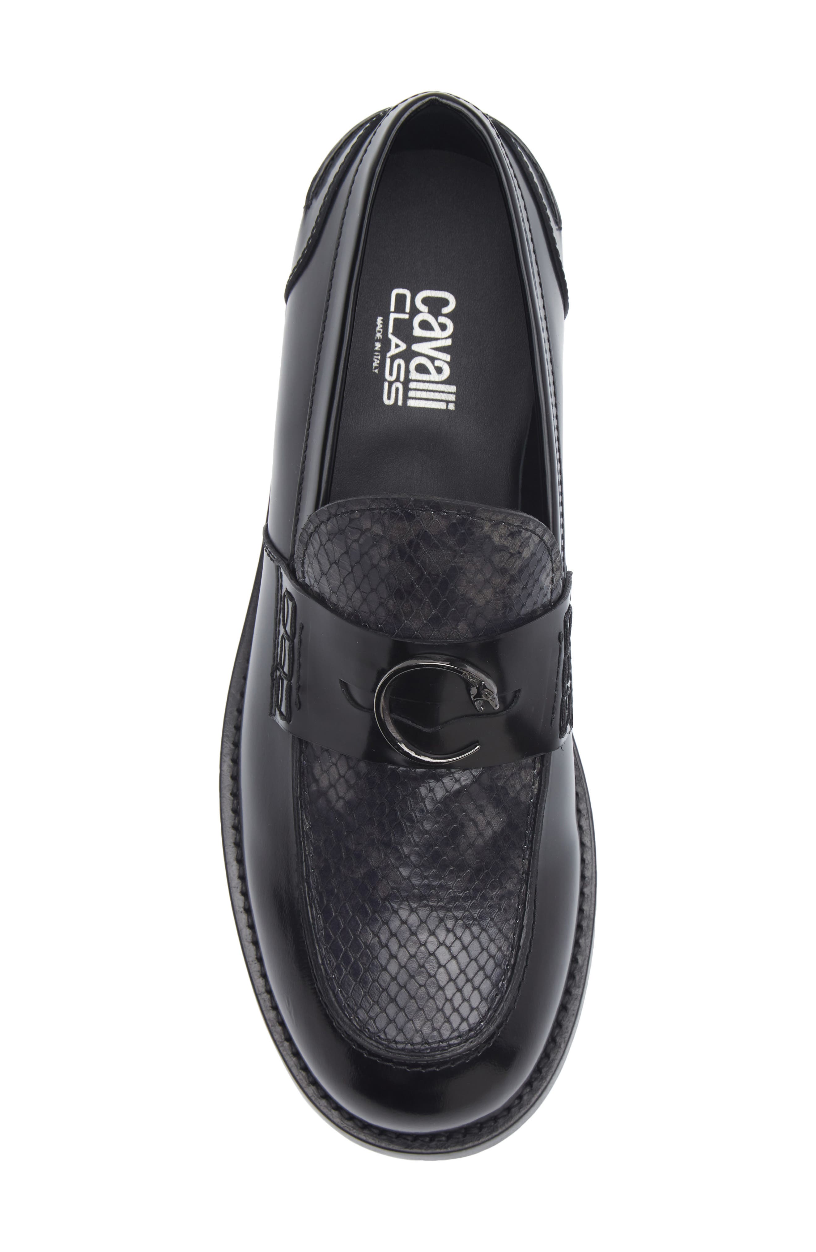 Ford Snake Embossed Leather Loafer, Alternate, color, BLACK/ DARK GREY
