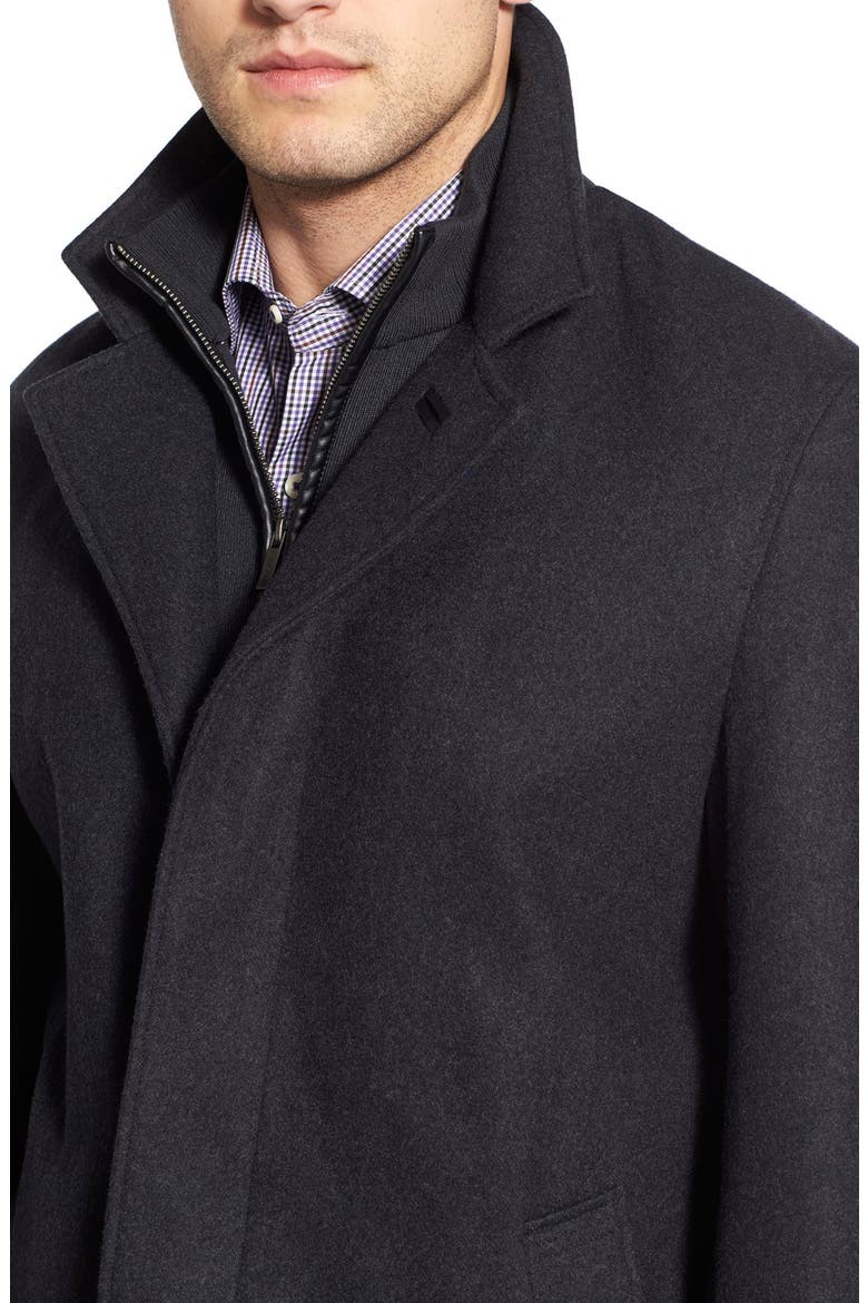 Wool Blend Topcoat with Inset Knit Bib, Alternate, color, CASTLE ROC