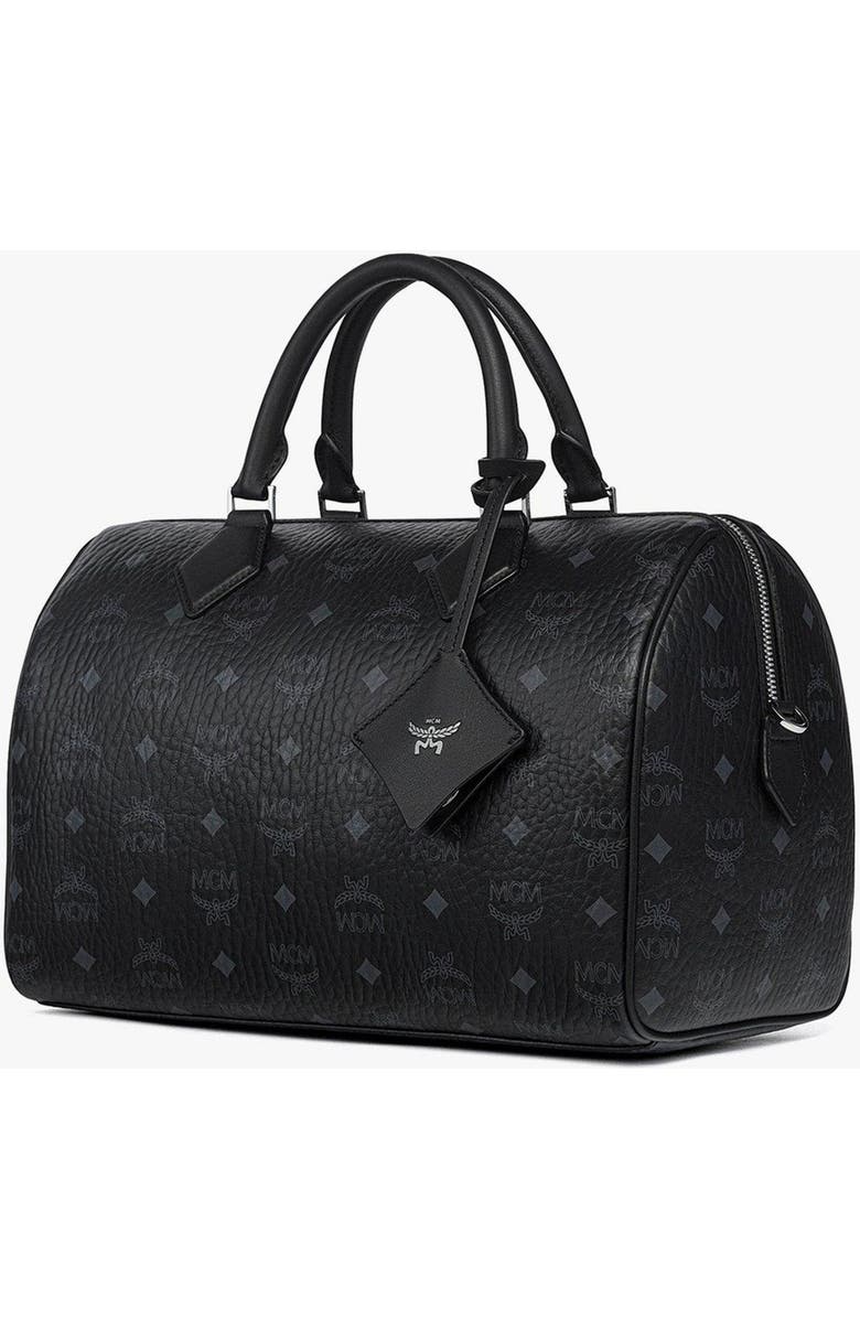MCM Medium Ella Boston Bag in Visetos, Alternate, color, Black