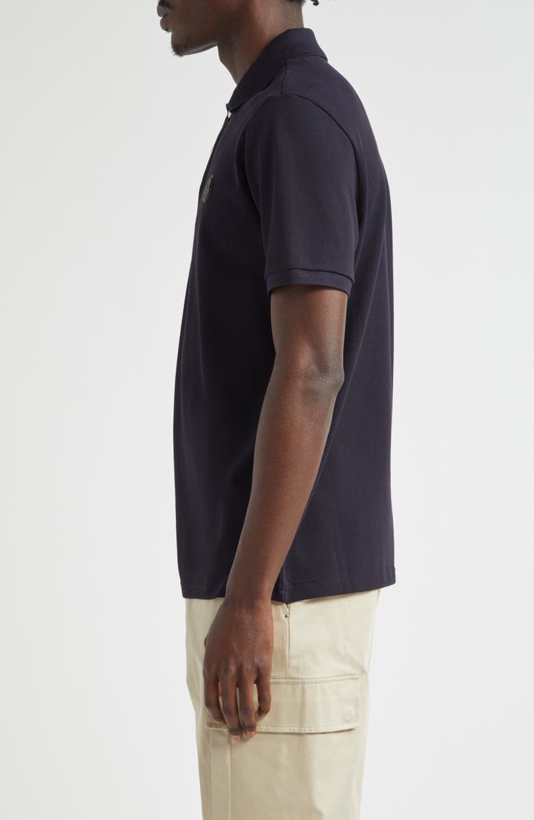 Moncler Logo Snap Placket Cotton Polo, Alternate, color, Black/ Navy