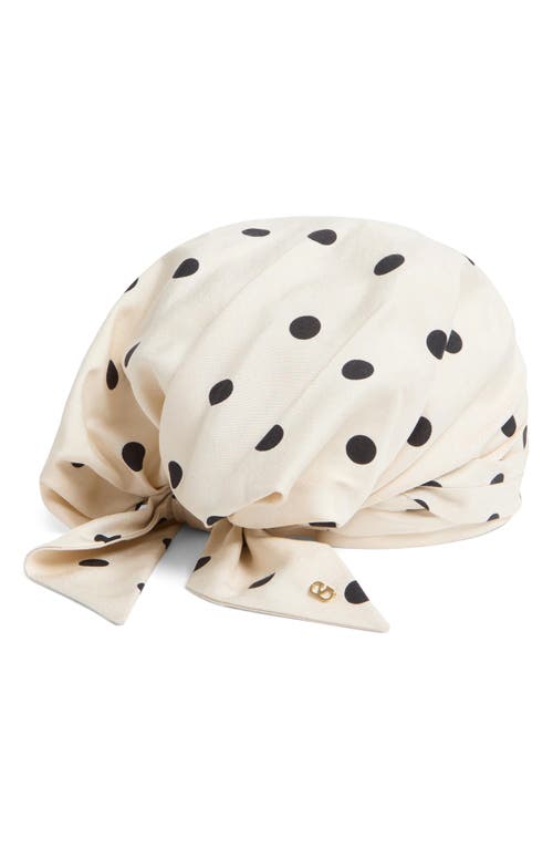 Shop Valentino Garavani Polka Dot Silk Head Wrap In Black/cream