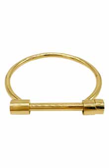 14K Yellow Gold Plated Stainless Steel Water Resistant Screw Cuff
