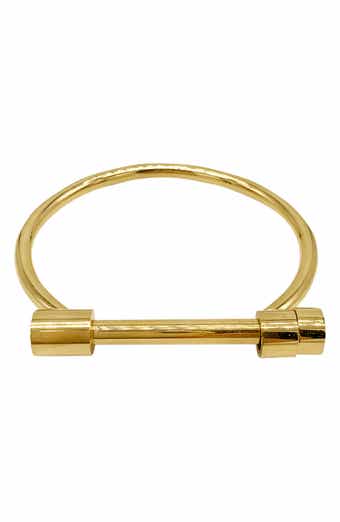 14K Yellow Gold Plated Stainless Steel Water Resistant Screw Cuff