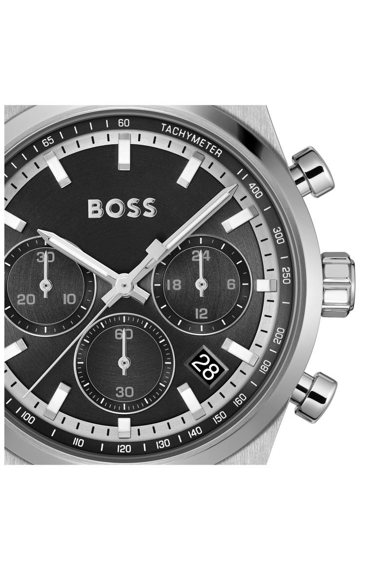 Candor Chronograph Leather Strap Watch, 41mm, Alternate, color, BLACK DIAL