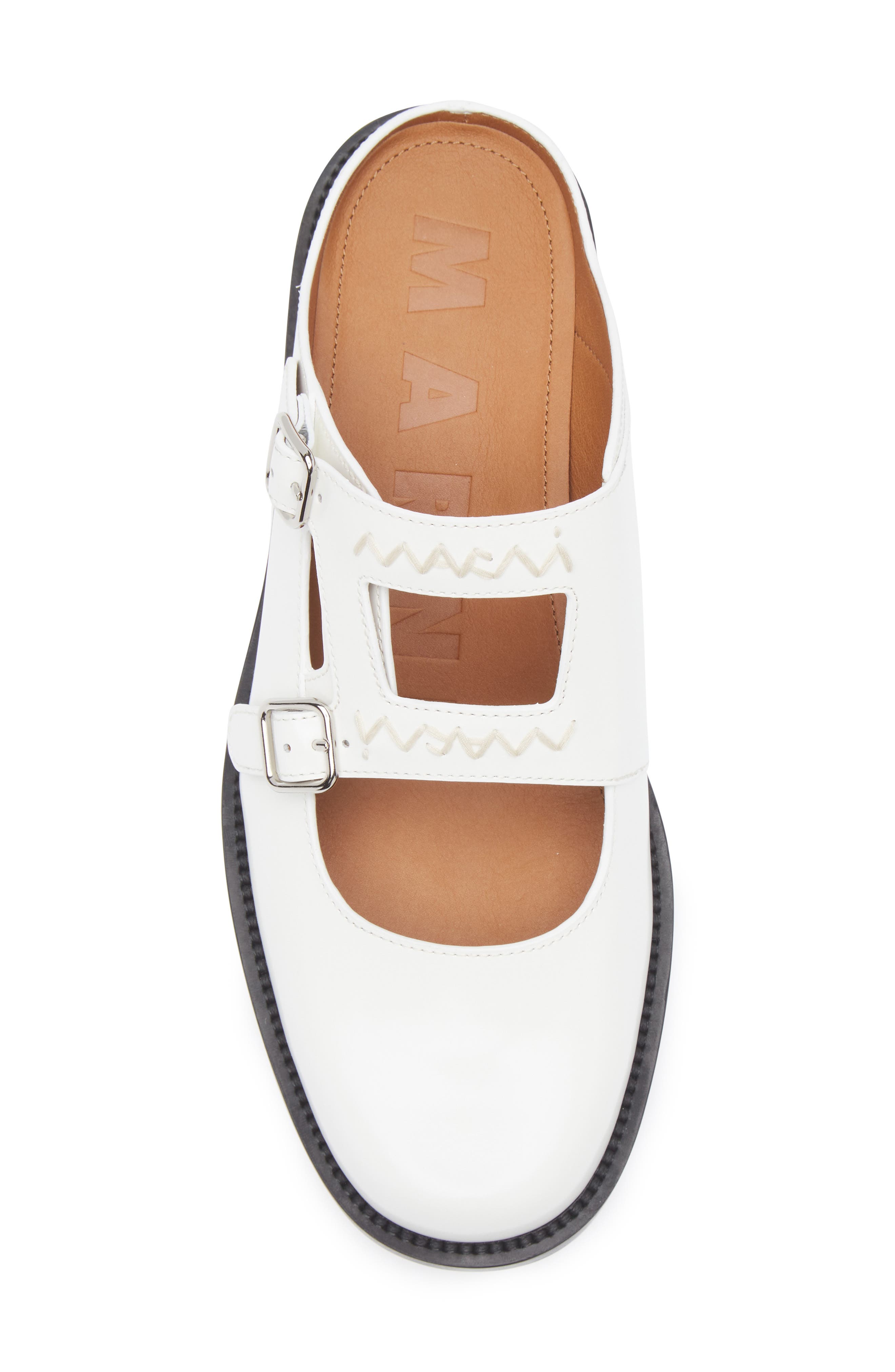 Marni Logo Embroidered Sabot Mule, Alternate, color, 