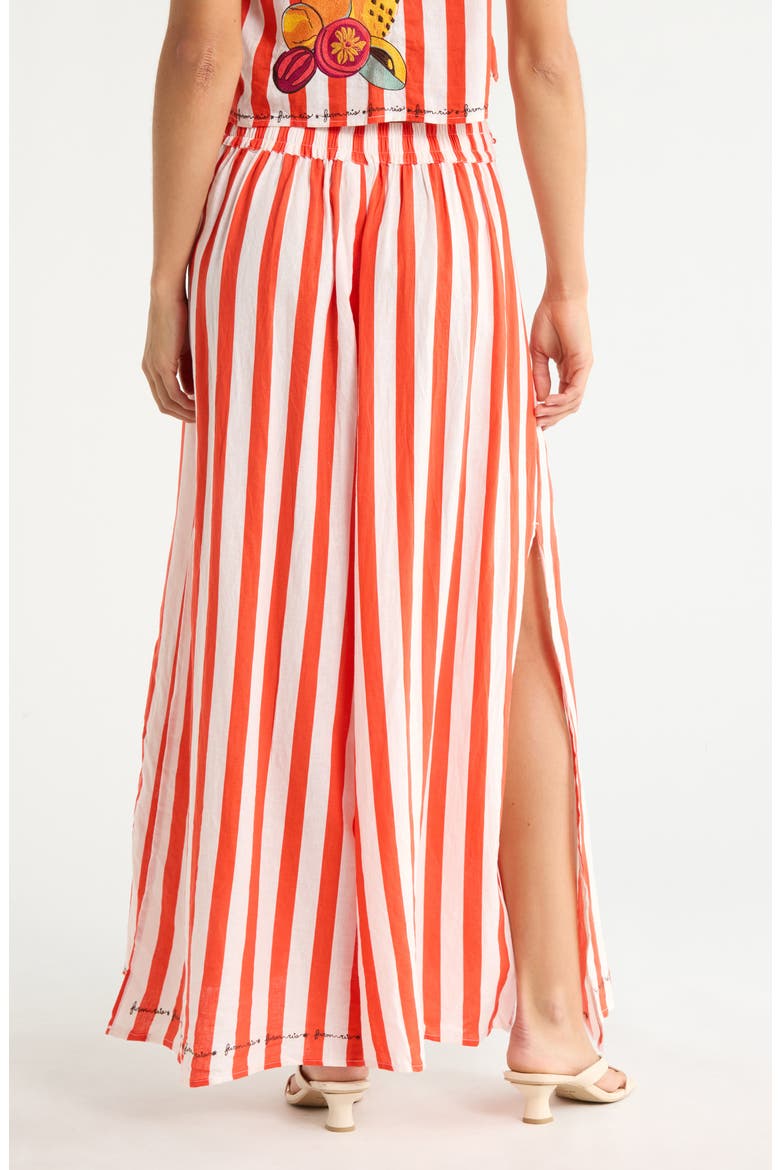 Mixed Print Linen Blend Cover-Up Drawstring Pants, Alternate, color, RED