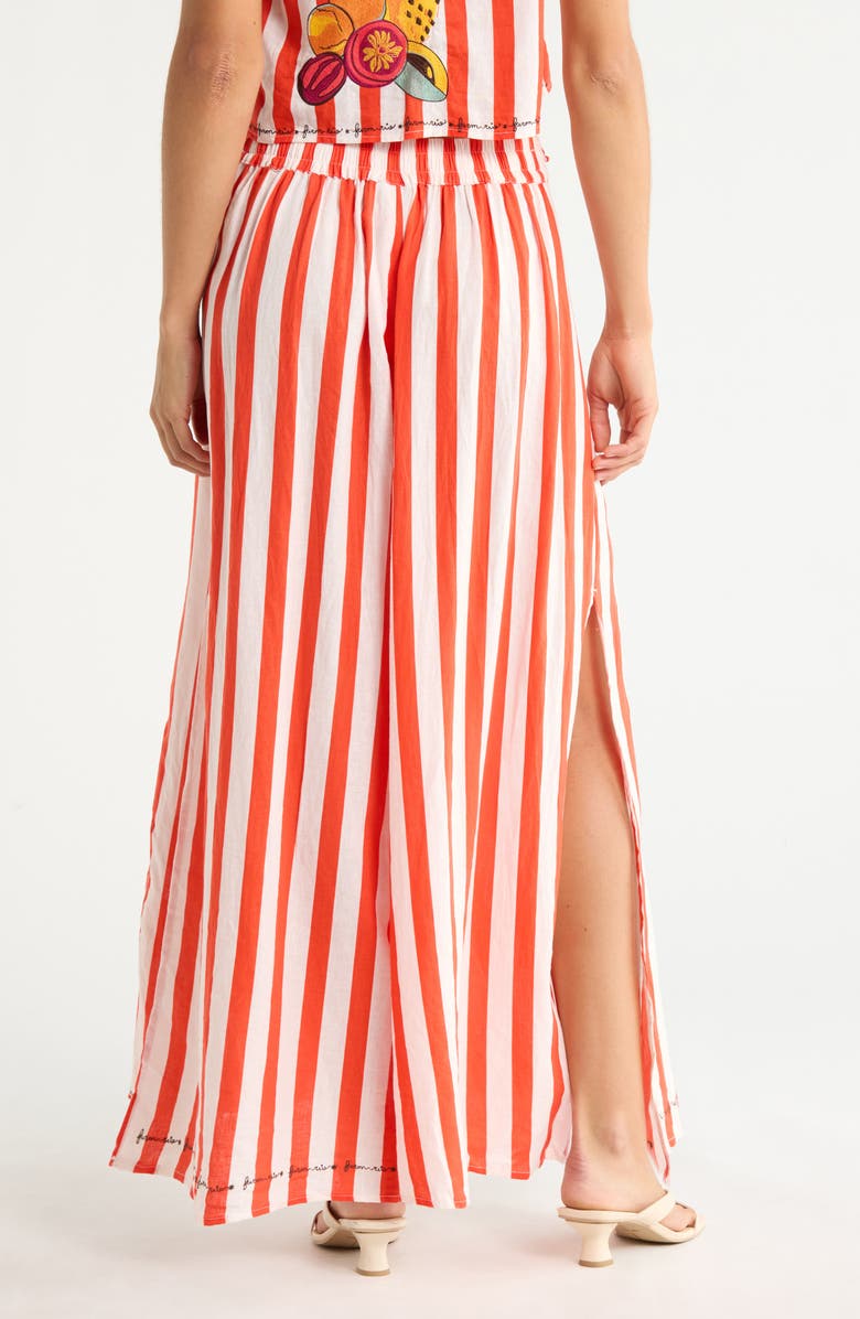 FARM Rio Mixed Print Linen Blend Cover-Up Drawstring Pants, Alternate, color, Red