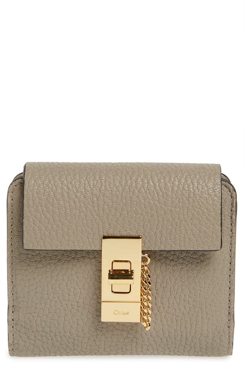 Chloé 'Drew' Calfskin Leather Square Wallet, Main, color,