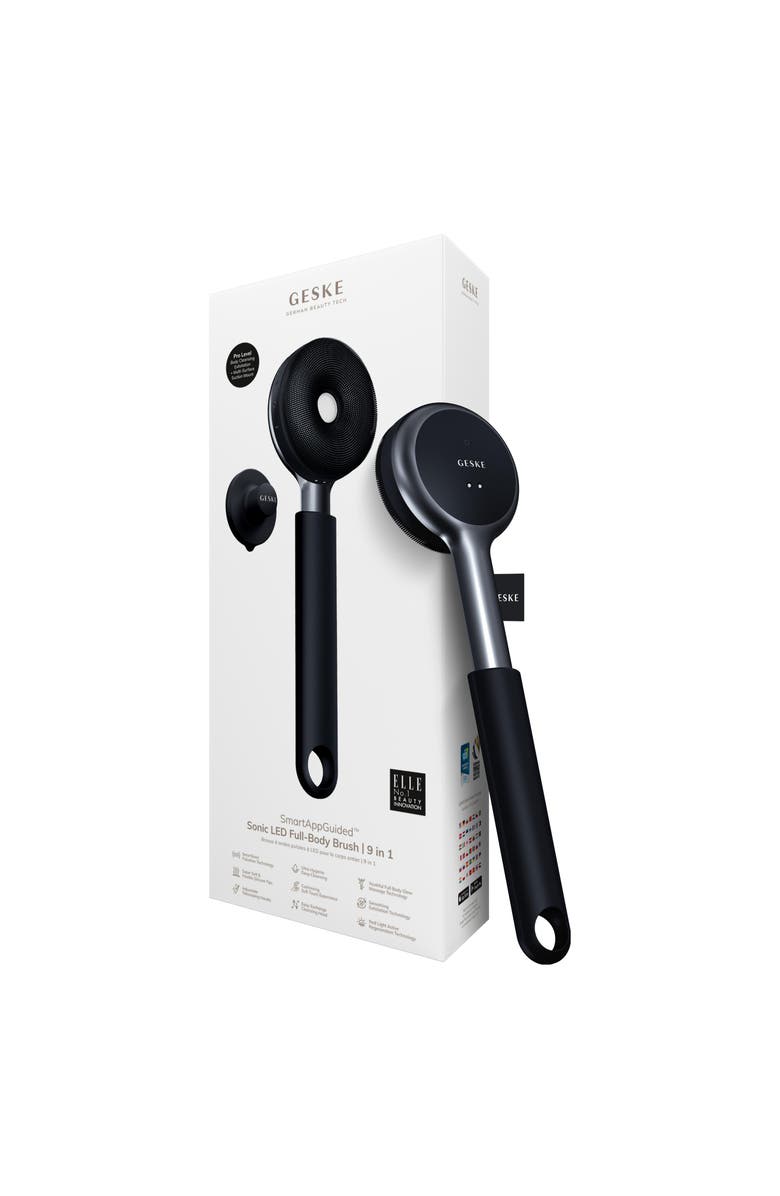 GESKE SmartAppGuided Sonic LED Full-Body Brush & Intensive Exfoliator | 9 in 1, Main, color, Black