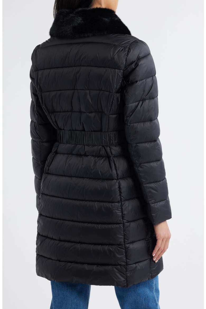 Belted Packable Long Puffer Jacket, Alternate, color, BLACK