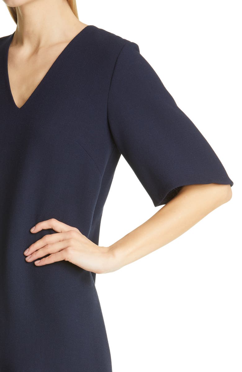 Lela Rose Flounce Hem Crepe Tunic Dress, Alternate, color, Navy