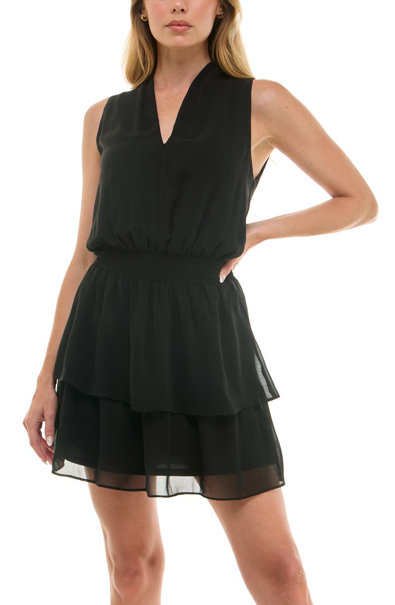 Socialite Sleeveless Pleated Minidress, Alternate, color, Black