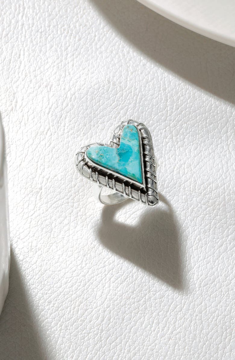 YS GEMS Sterling Silver Turquoise Heart Ring, Alternate, color, Blue