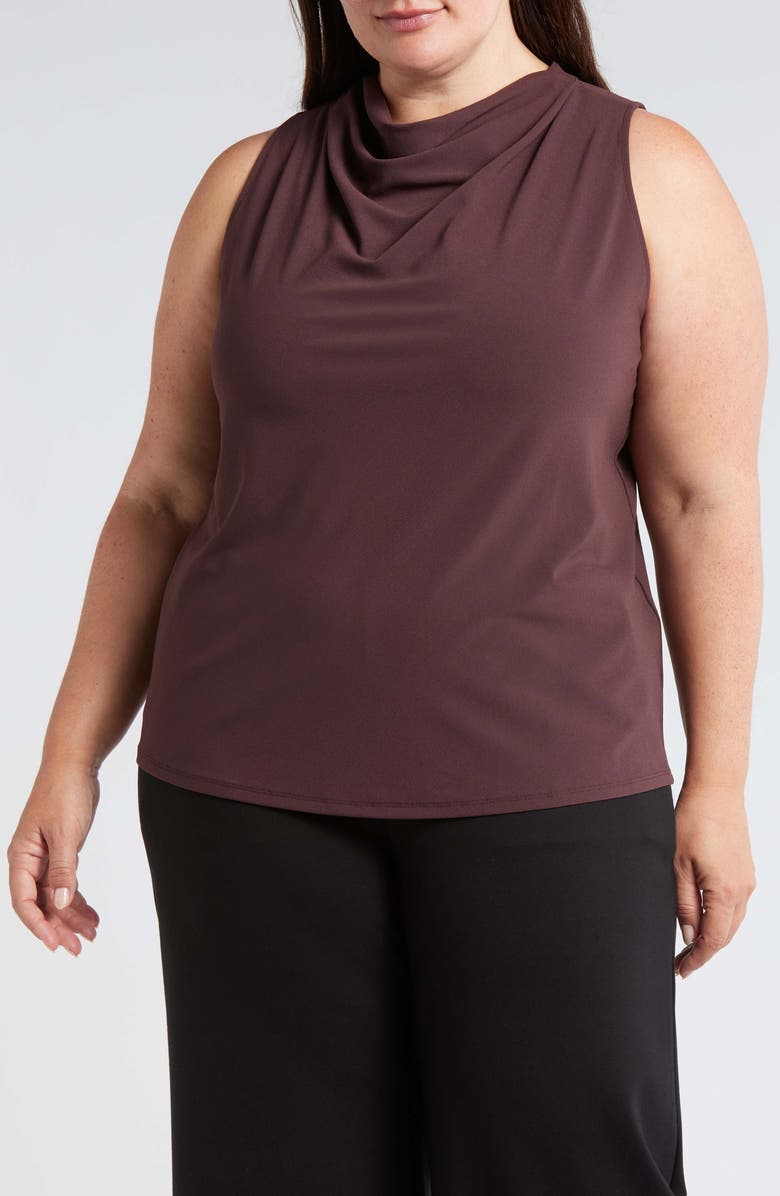 Universal Standard Cowl Neck Crepe Tank, Main, color, Brulee