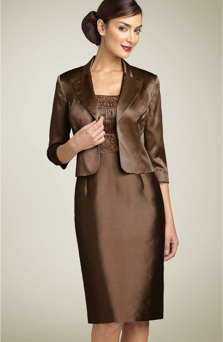 Adrianna Papell Embroidered Sheath Dress & Jacket, Main, color, 