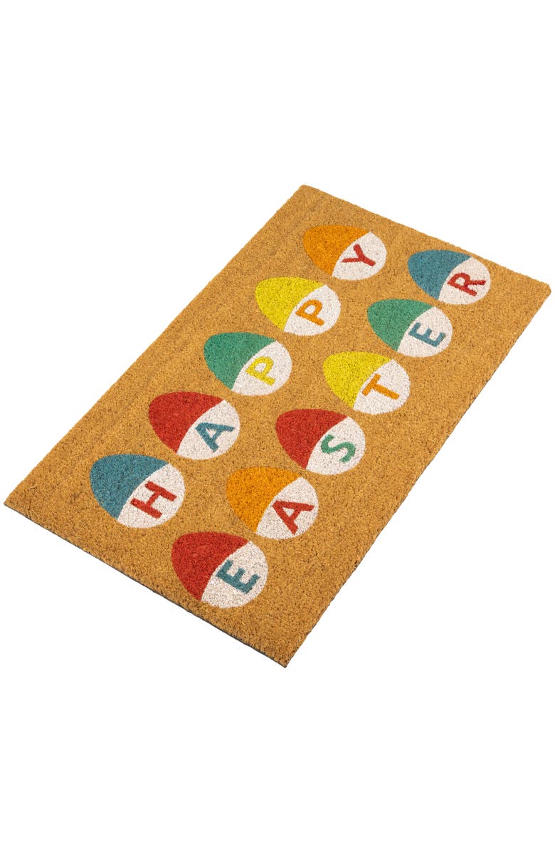Northlight Natural Coir Happy Easter Egg Outdoor Doormat 18" x 30", Alternate, color, Multi