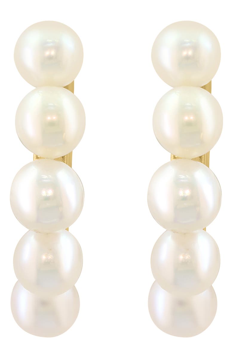 EFFY 14K Gold Freshwater Pearl Hoop Earrings, Alternate, color, White