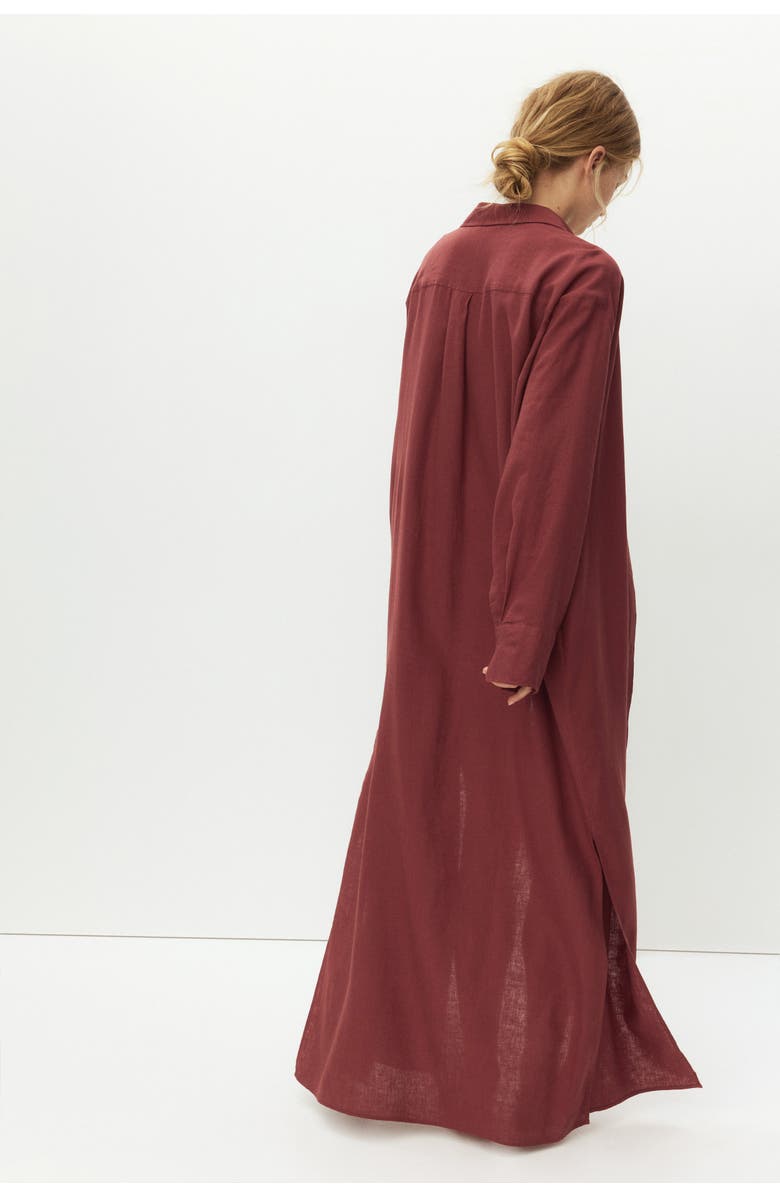 H&M Linen-blend shirt dress, Alternate, color, Rust Red
