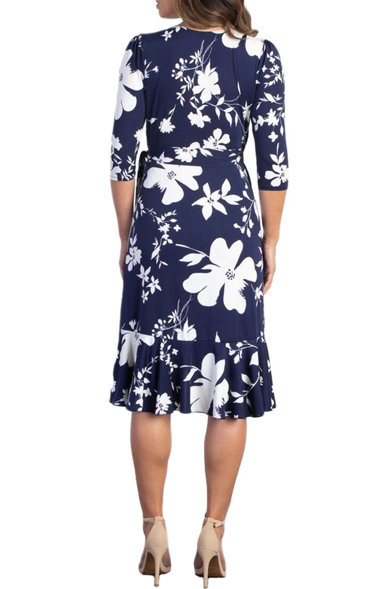 Flirty Flounce Midi Wrap Dress, Alternate, color, NAVY FLORAL PRINT
