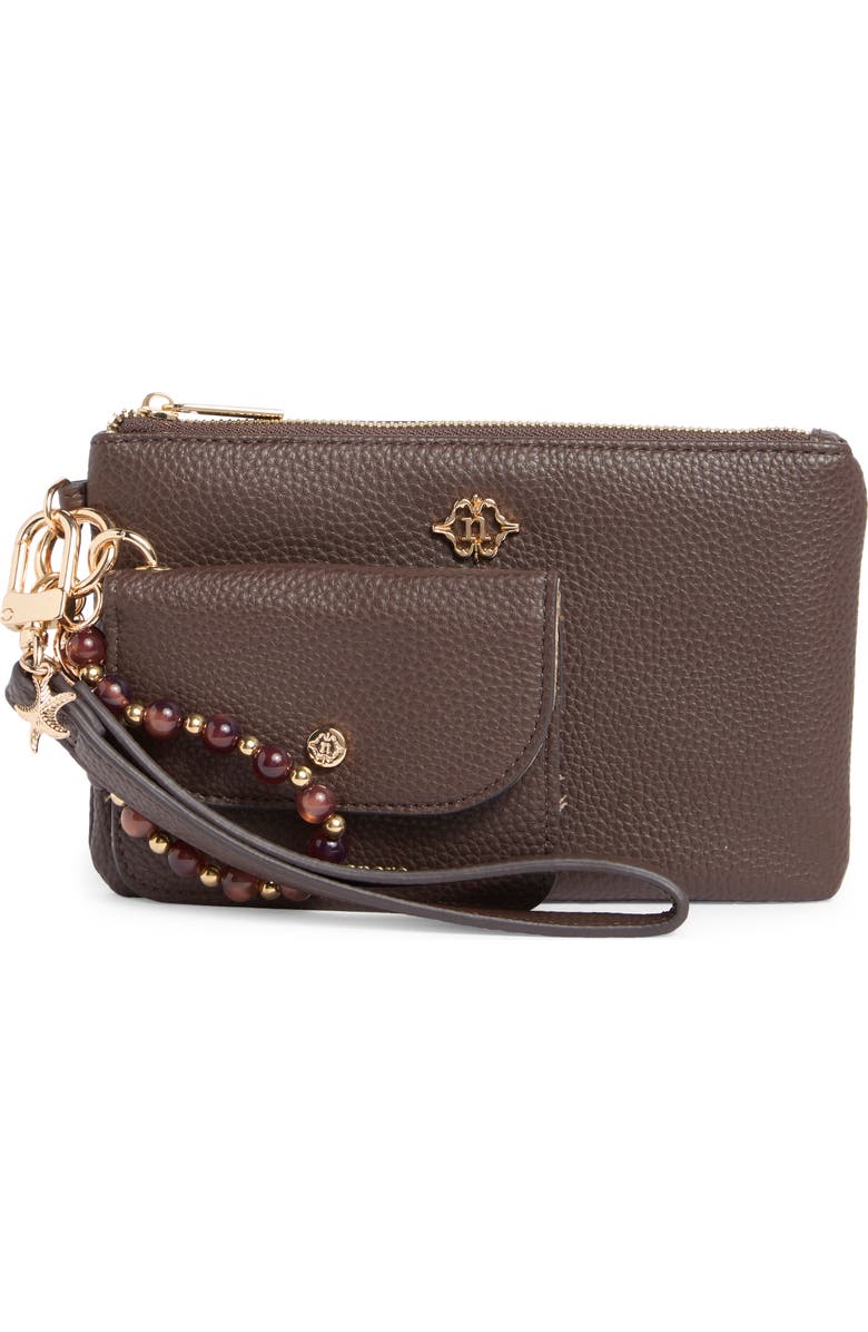 Nanette Lepore Faux Leather Wristlet with Pouch, Main, color, Maple