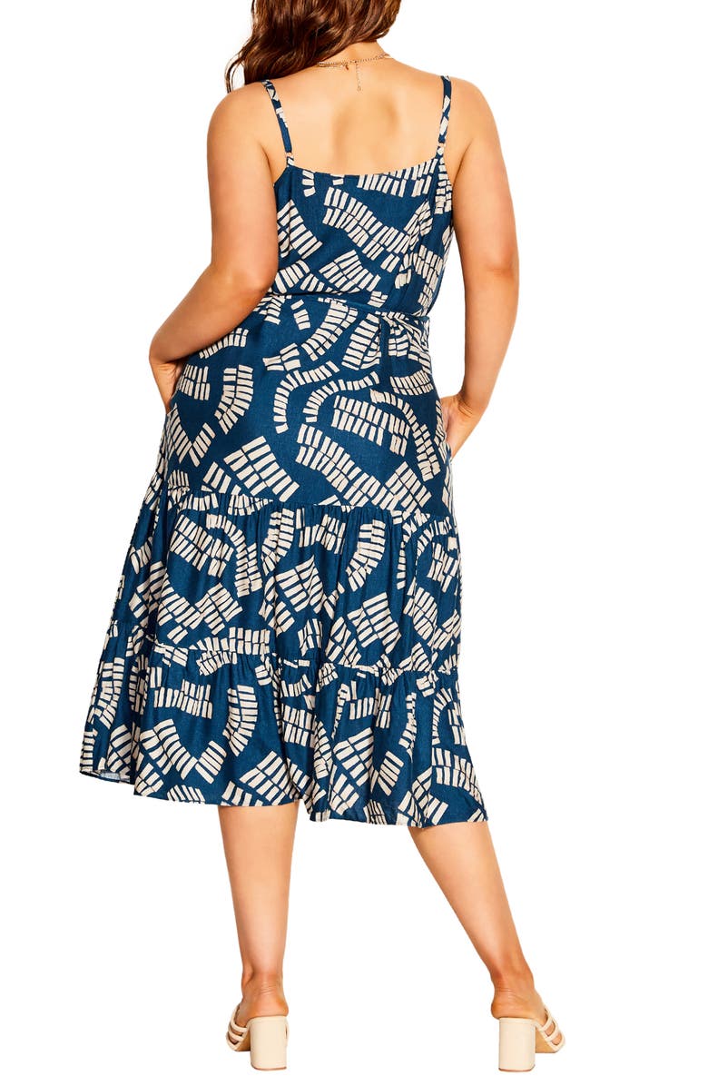 City Chic Odyssey Sleeveless Linen Blend Sundress, Alternate, color,