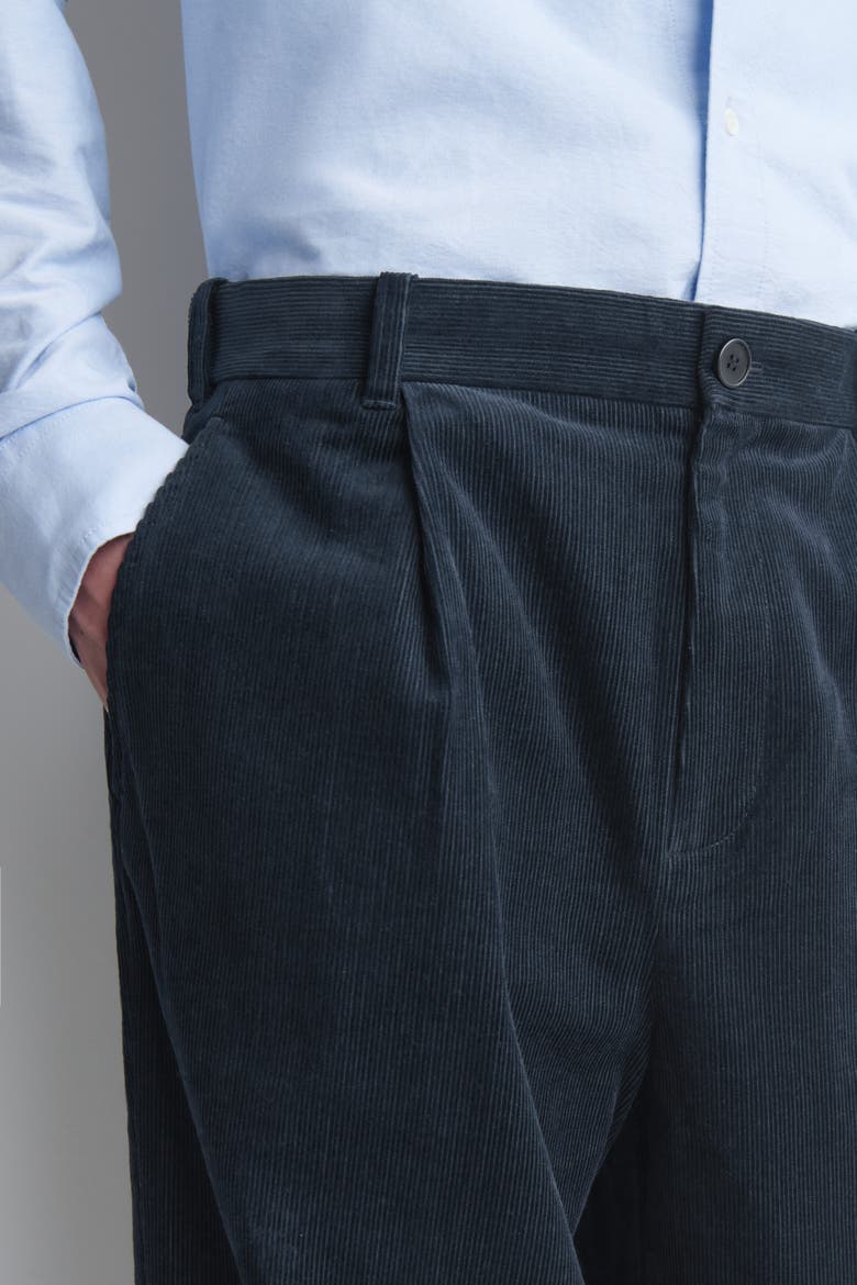 Corduroy Relaxed-Fit Tapered Pants, Alternate, color, NAVY