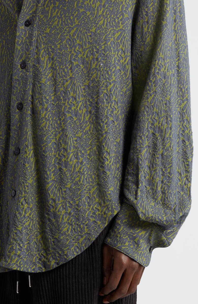 Eckhaus Latta Who's Paying For All This Shrunken Cotton Blend Button-Up Shirt, Alternate, color,