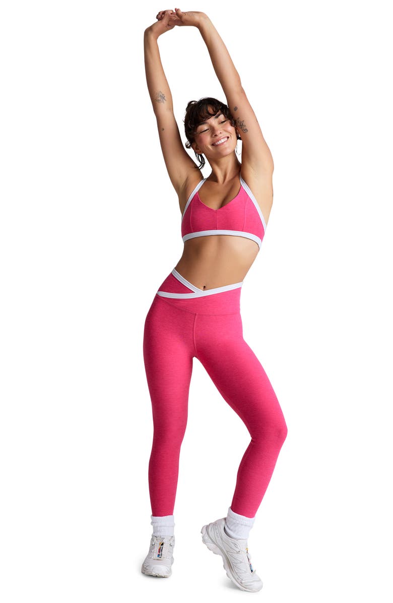 Beyond Yoga Spacedye Outlines Sports Bra, Alternate, color, Vivid Pink/Cloud Whi