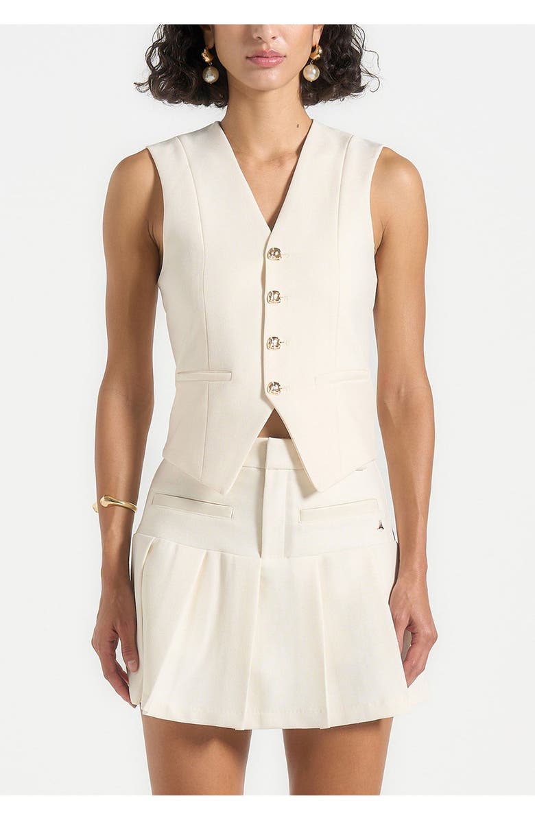 Manière De Voir Christine Tailored Cinch Waistcoat, Alternate, color, Off White