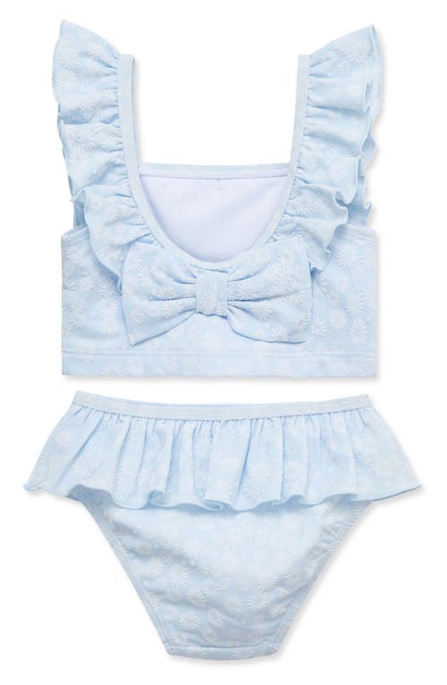 Shop Little Me Daisy Ruffled Upf 50+ Two-piece Bikini In Blue