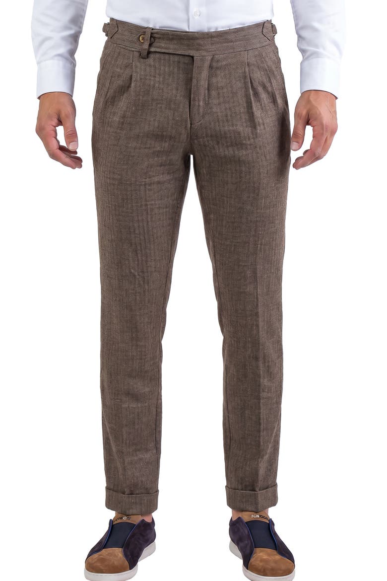 Pleated Straight Leg Jeans, Main, color, BLACK