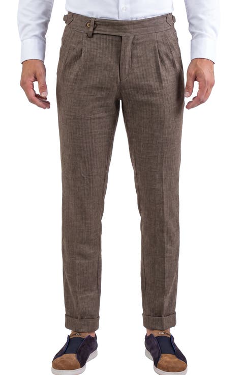 Pleated Straight Leg Jeans