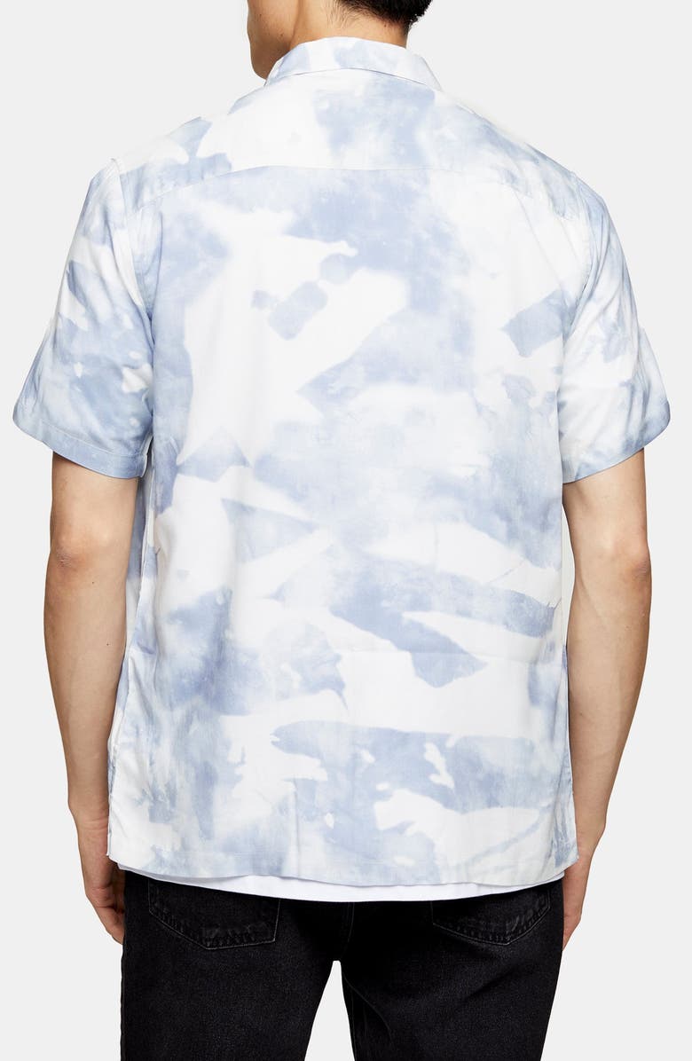 Topman Mist Revere Short Sleeve Button-Up Camp Shirt, Alternate, color, 