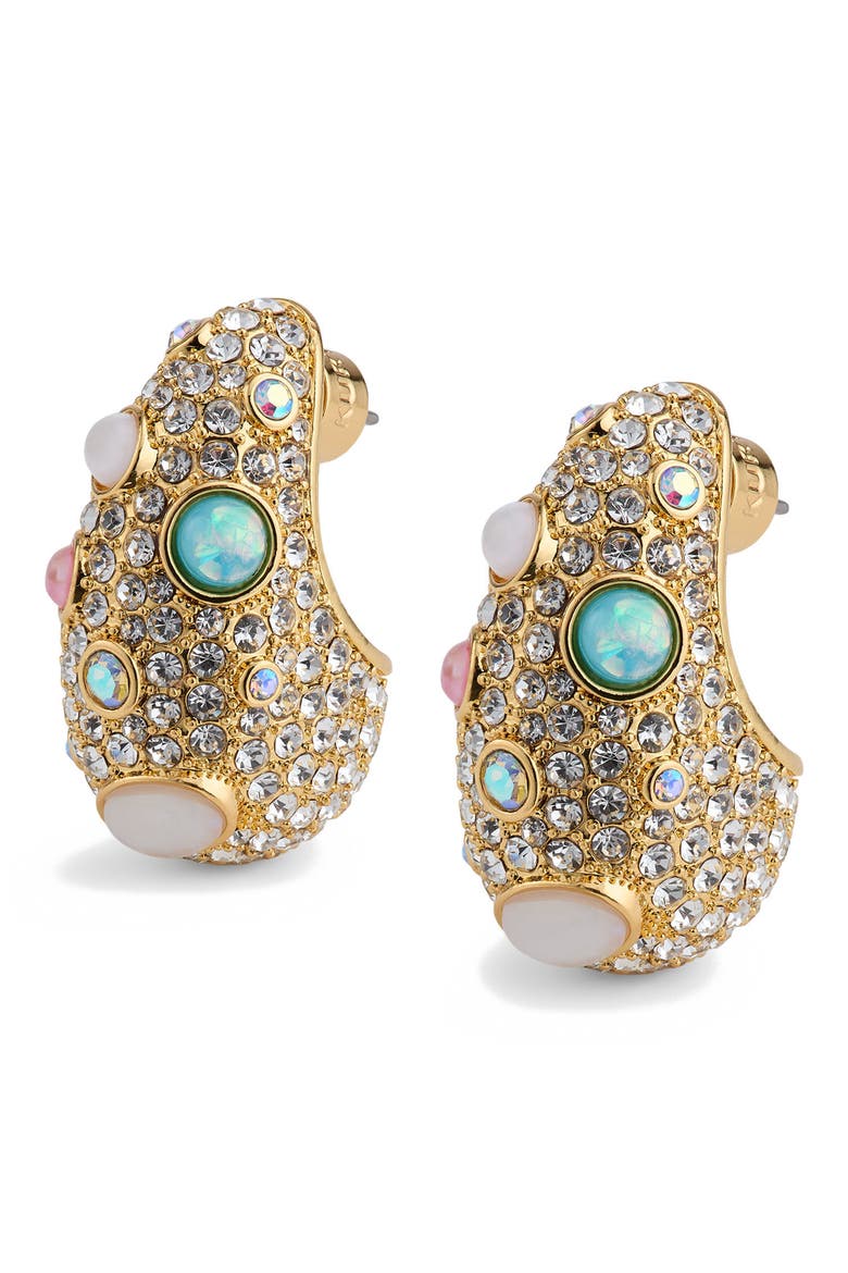 Crystal Pavé Dome Drop Earrings, Main, color, GOLD MULTI