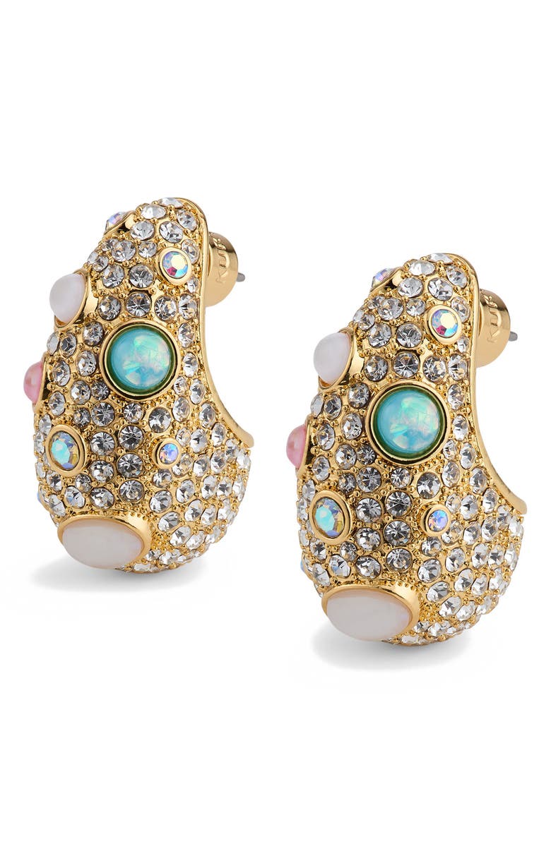 Kurt Geiger London Crystal Pavé Dome Drop Earrings, Main, color, Gold Multi