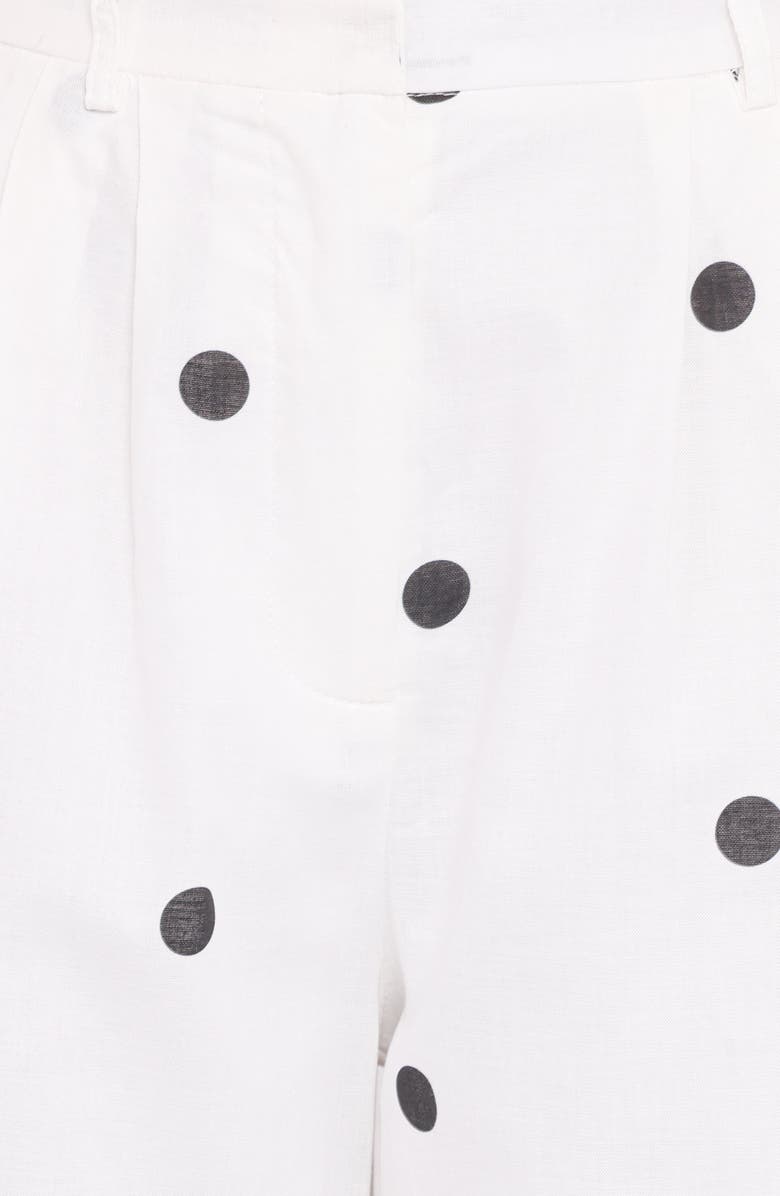 Petal & Pup Valora Dot Wide Leg Cotton & Linen Pants, Alternate, color, White Black Polka Dot