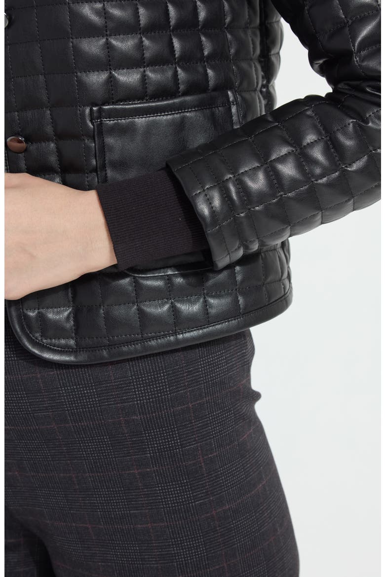 Agnes Quilted Faux Leather Jacket, Alternate, color, BLACK