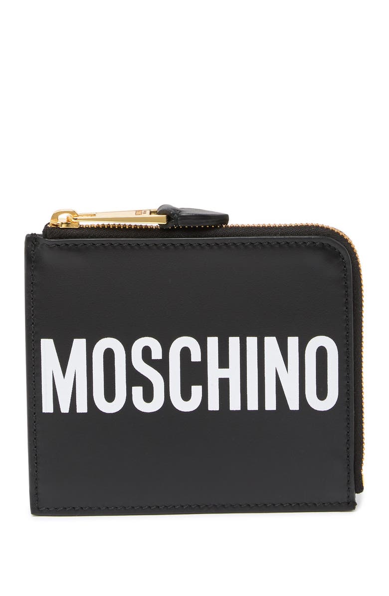Moschino Sleek Leather Ziparound Wallet, Main, color, 