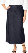 Jessica London Classic Cotton Denim Midi Skirt