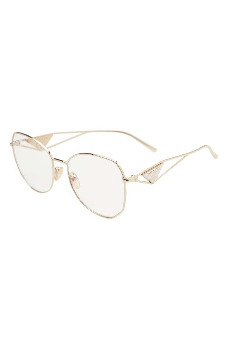 Prada 57mm Irregular Sunglasses, Alternate, color, Pale Gold